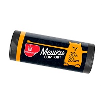 Мешки для мусора 30 л, черные, в рулоне 30 шт., ПНД, 7 мкм, 560х480 мм, Comfort, М0291 (МН 30-30ч) в Березниках