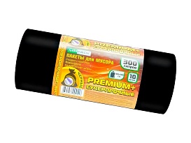 Мешки для мусора 300 л, черные, в рулоне 10 шт., ПВД 70 мкм, 1400х1000 мм, PREMIUM+, 30010160 в Березниках