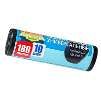 Мешки для мусора 180 л, с ушками, черные, в рулоне 10 шт., ПНД, 20 мкм, 1150х800 мм, Крепак, 4607075710498 в Березниках