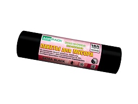 Мешки для мусора 180 л, ароматизированные, черные, в рулоне 10 шт., ПВД, 50 мкм, 1100х930 мм, EXTRA black, 18008301 в Березниках