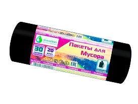 Мешки для мусора 30 л, черные, в рулоне 20 шт., ПНД, 7 мкм, 600х500 мм, MIRPACK Classik, 302040 в Березниках