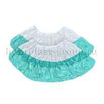 Бахилы бело-бирюзовые 1000 шт (500 пар), 48 мкм, двойная подошва, с одной резинкой, Эконом+ в Березниках