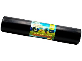 Мешки для мусора 200 л, ароматизированные, черные, в рулоне 10 шт., ПВД, 100 мкм, 1200х800 мм, Добрыня, Dob20010black в Березниках