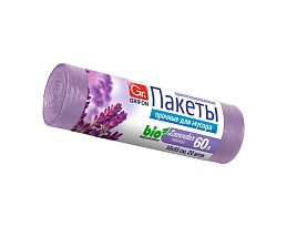 Мешки для мусора 60 л, ароматизированные, Лаванда, сиреневые, в рулоне 20 шт., ПНД, 9 мкм, 650х550 мм, GRIFON Aroma, 101-023 La в Березниках