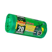 Мешки для мусора 20 л, биоразлагаемые, с ручками, черные, в рулоне 30 шт., ПНД, 10 мкм, 550х440 мм, Крепак, 4607075710047 в Березниках