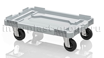 Тележка пластиковая сплошная без тормозов серая в Березниках Тележка пластиковая сплошная без тормозов серая в Березниках