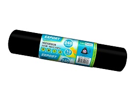 Мешки для мусора 240 л, черные, в рулоне 10 шт., ПВД 80 мкм, 1300х930 мм, EXPORT, exp 24010167 в Березниках
