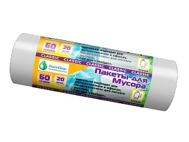 Мешки для мусора 60 л, белые, в рулоне 20 шт., ПНД, 7 мкм, 700х600 мм, MIRPACK Classik, 602052 в Березниках