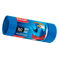 Мешки для мусора 160 л, с ушками, синие, в рулоне 10 шт., ПВД, 30 мкм, 1250х900 мм, PACLAN Multitop, 604064 в Березниках