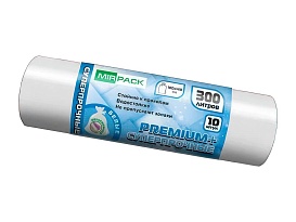 Мешки для мусора 300 л, белые, в рулоне 10 шт., ПВД 70 мкм, 1400х1000 мм, PREMIUM+, 300101602 в Березниках
