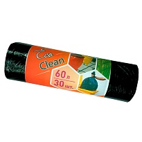 Мешки для мусора 60 л, черные, в рулоне 30 шт., ПНД, 6 мкм, 640х580 мм, Концепция Быта EcoClean, 603890 в Березниках Мешки для мусора 60 л, черные, в рулоне 30 шт., ПНД, 6 мкм, 640х580 мм, Концепция Быта EcoClean, 603890 в Березниках