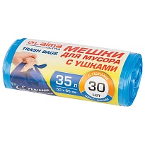 Мешки для мусора 35 л, с ушками, синие, в рулоне 30 шт., ПНД, 11 мкм, 650х500 мм, LAIMA ULTRA, 607684 в Березниках