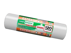 Мешки для мусора 120 л, белые, в рулоне 10 шт., ПНД, 14 мкм, 1100х700 мм, EXTRA, ex1201803 в Березниках