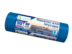 Мешки для мусора 30 л, синие, в рулоне 20 шт., ПНД, 7 мкм, 600х500 мм, MIRPACK Classik, 302041 в Березниках