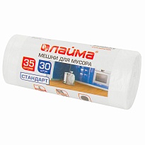 Мешки для мусора 35 л, белые, в рулоне 30 шт., ПНД, 6 мкм, 550х480 мм, LAIMA, 605538 в Березниках