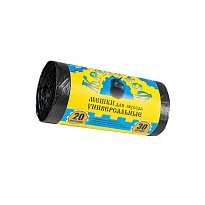 Мешки для мусора 20 л, с ушками, черные, в рулоне 30 шт., ПНД, 10 мкм, 550х440 мм, Крепакоф, 4607075710221 в Березниках